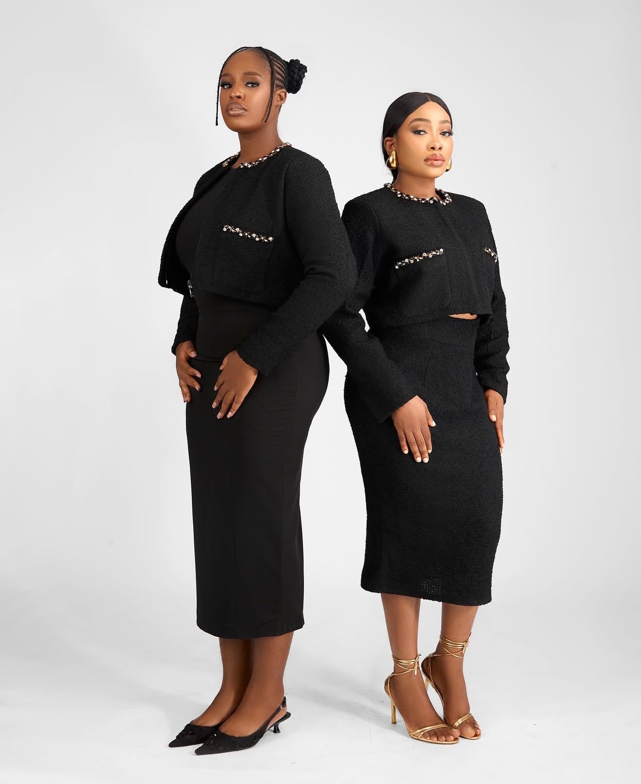A M Y Embellished Cropped Jacket Set